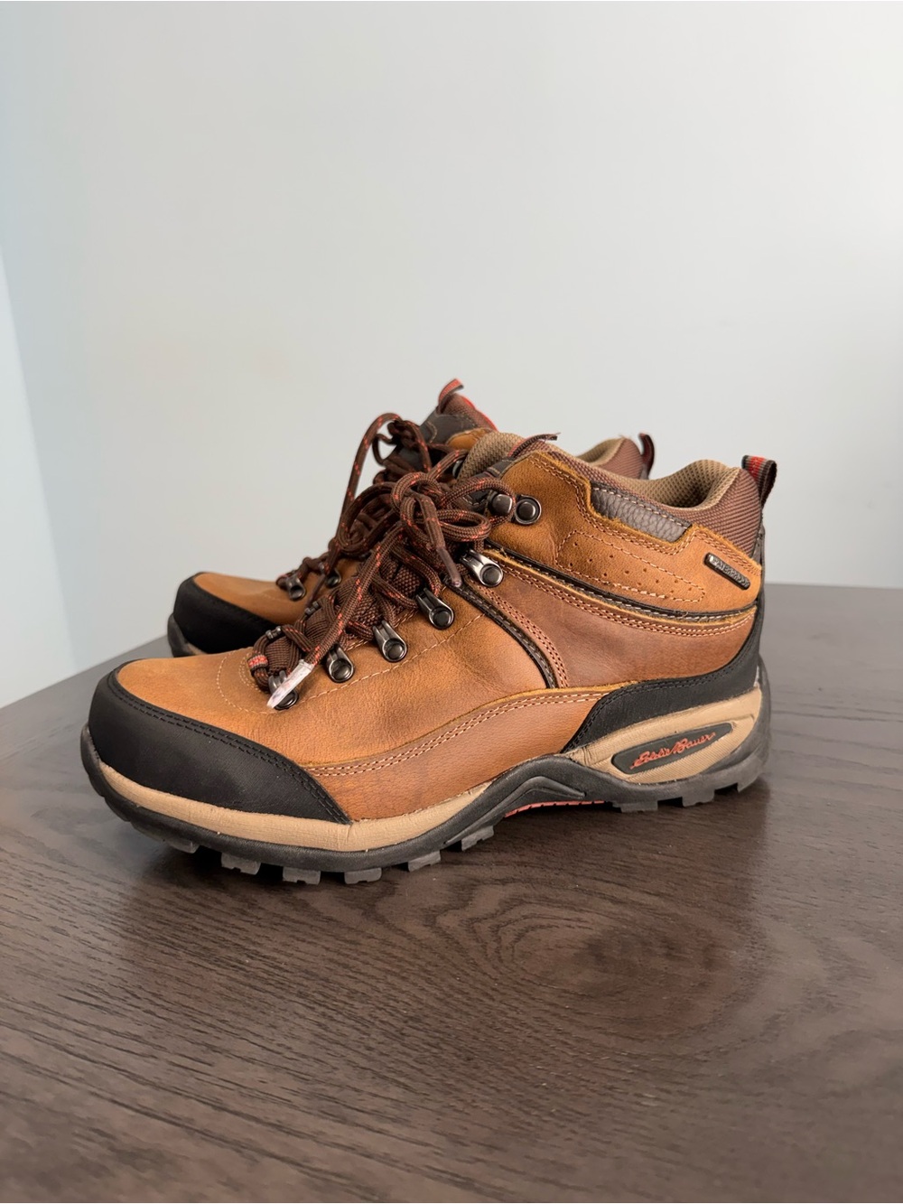 Eddie Bauer Bradley Leather Hiking Boots Men’s US 9 Brown Waterproof Trail Shoes